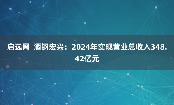 启远网  酒钢宏兴：2024年实现营业总收入348.42亿元